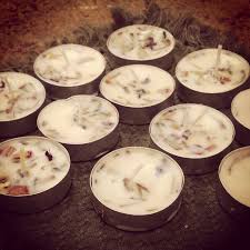 Confessions Of Crafty Witches Easy Diy Herbal Blessing Candles Smile Emoticon Frisky Put Tea Light Candles On A Stove T Blessing Candles Candles Tea Lights