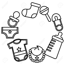 Baby Shower Newborn Boy Gifts Accessories Vector Illustration Outline Royalty Free Cliparts Vectors And Stock Illustration Image 99584267