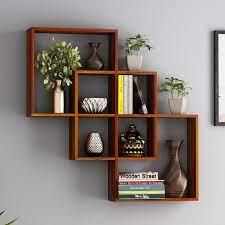 Buy Grizzo Wall Shelf Honey Finish Online In India Wooden Street Wall Shelves Living Room Wall Shelf Decor Wall Shelves Design