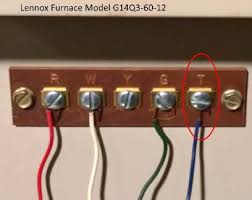 It is a red wire and comes from the transformer usually located in the air handler for split systems, but you may find the transformer in the condensing unit. Aprilaire 700 To Lennox Furnace G14q3 60 12 Wiring Wygcr To Wygtr Doityourself Com Community Forums