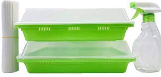 Microgreen kitchen tabletop organizers and trays. Amazon Com 2 Pack Of Bpa Free Home Microgreen Soilless Hydroponics Seed Sprouter Grow Tray With Cover Free Spray Bottle And 20 Sheets Growing Paper Garden Outdoor