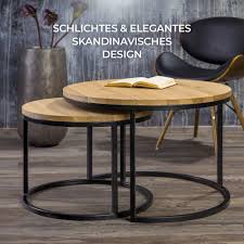 Hochwertiger Couchtisch Aus Eiche Metall Satztisch Aus Massiv Holz Im 2er Set Wohnzimmertisch Aus Echtholz In 2020 Wohnzimmertisch Couchtisch Beistelltisch Rund