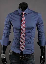 Navy Fashion Men Long Sleeve Skinny Blends Dress Shirt M L Xl Xxl X13990 5922n Formal Shirts For Men Casual Long Sleeve Shirts Mens Shirts