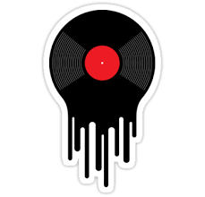Liquid Sound Sticker Minimalist Illustration Of A Black And Red Vinyl Record Melting On A Beige Gray Backgr Tumblr Stickers Hydroflask Stickers Black Stickers