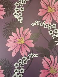 Fabric wallpaper print texture on golden background. Purple Plum Floral Wallpaper Pink White Flowers Gold Brown And Green Wallpaper Living Room 1350x1800 Wallpaper Teahub Io