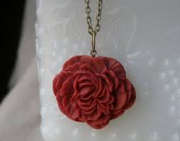 Sale Red Flower Necklace Wine Red Carnation Flower Etsy Red Flower Necklace Red Flowers Flower Necklace