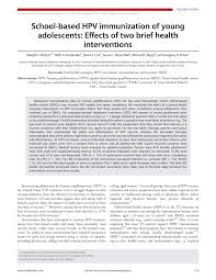 Pdf School Based Hpv Immunization Of Young Adolescents