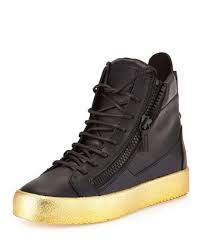 Black And Gold High Tops Giuseppe Zanotti Men S Leather High Top Sneaker Black Gold White Sneakers Men High Top Sneakers Leather High Tops