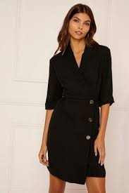 Lipsy Horn Button Wrap Dress Black Wrap Dress Work Dresses For Women Black Midi Wrap Dress