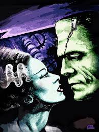 Bride Frankie Monsters In Love Poster By Scott Jackson In 2020 Frankenstein Art Classic Horror Movies Monsters Classic Monsters