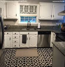 Chez Ali Moroccan Wall Stencil In 2020 Painted Kitchen Floors Stenciled Floor Kitchen Flooring