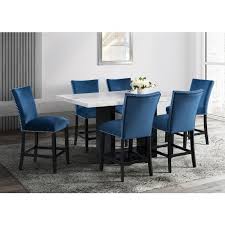 Chelsea commode bar 2 doors with antique mirror. Valentino Counter Height Dining Set W Blue Francesca Chairs By Elements Furniture Furniturepick