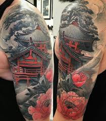 In japan tattoos have long been stigmatized for their association with organized crime gangs, the he has a museum dedicated to his work in yokohama, and in 2012 somerset house in london while most prominent japanese tattooists practice irezumi, traditional tattoos that often cover much. Temple Japanese House Tattoo Design Novocom Top
