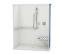 Barrier free showers often do not come with doors and this door slides to make the shower. Accessible Code Compliant Maax Maax