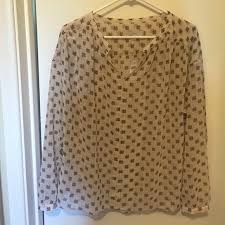 Loft Sheer Blouse Sheer Blouse Long Sleeve Sheer Blouse Brown Floral Print