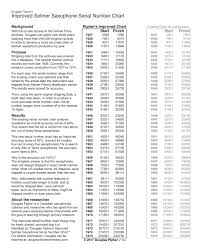 Selmer Serial Number Dating Saxophone Serial Number Chart