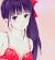 Pretty Anime Girl With Purple Hair And Red Eyes