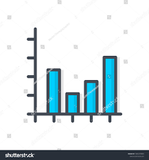 Graph Chart Diagram Colored Raster Illustration Stock