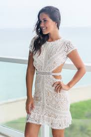 Off White Lace Short Dress With Open Back Short Dresses Saved By The Dress White Lace Dress Short Short Lace Dress Short Dresses