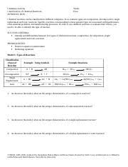 Several general types of chemical reactions can occur based on what happens when going from reactants to products. Chemistry Activity Name Classification Of Chemical Reactions Hour Problems 1 Course Hero