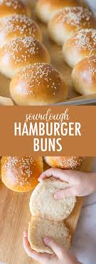 These Fluffy Golden Sourdough Hamburger Buns Will Bring Your Burger Night To The Ne Sourdough Sourdough Hamburger Buns Recipe Sourdough Starter Discard Recipe