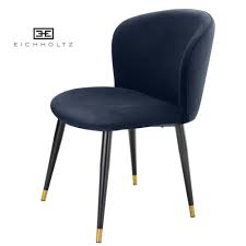 eichholtz dining chair volante stoel donkerblauw stof ronde rugleuning eetkamerstoelen donkerblauw stoelen