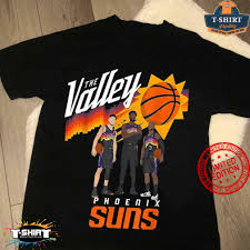 Rally in the valley phoenix flaming basketball retro sunset tank top. Vintage The Valley Devin Booker Chris Paul Deandre Ayton Phoenix Suns Shirt