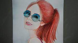 Drawing for girls with colour. Drawing Of A Girl With Glasses Colour Pencil Drawing Color Pencil Drawing Girls With Glasses Pencil Drawings