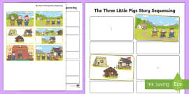 Three little pigs story map hand drawn. The Three Little Pigs Cut And Stick Story Map Activity