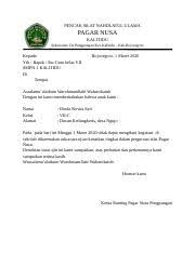 Surat ijin cuti orang tua/wali kepada yth. Surat Izin 2 Pencak Silat Nahdlatul Ulama Pagar Nusa Kalitidu Sekretariat Ds Pungpungan Kec Kalitidu U2013 Kab Bojonegoro Kepada Yth Bapak Ibu Guru Course Hero