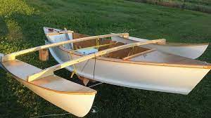 Bolger Teal With Storer Outriggers Small Trimarans Boat Design Boat Plans Wooden Boats