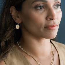 Simple Shimmery Textured Circle Everyday Earrings Gift, Sarah Cornwell