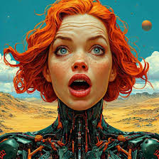 100. Neuro Ru Yanx red-haired girl cyborg by WalentyWalewski