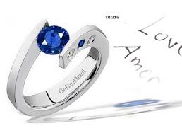 Blue Sapphire Diamond Tension Set Engagement Rings Tension Set Engagement Rings Popular Engagement Rings Blue Diamond Engagement Ring