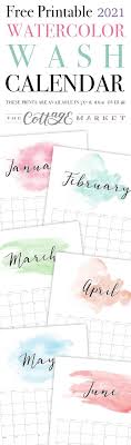 Free Printable 2021 Watercolor Wash Calendar In 2020 Free Printables Free Digital Scrapbooking Watercolor Wash