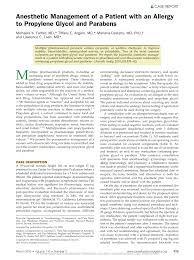 Pdf Anesthetic Management Of A Patient With An Allergy To Propylene Glycol And Parabens
