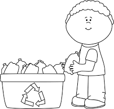 Black And White Boy Outline Clip Art Black And White Black And White Boy Recycling Plastic Bottles Clip Art Image Black Art Classroom Jobs Earth Day Crafts Bee Classroom