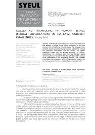 PDF) Combating Trafficking in Human Beings (Sexual Exploitation) in EU Law:  Current Challenges.