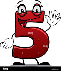 Cartoon cheeky waving number 5 with a happy smile suitable for kids  birthday elements isolated on white Stock Vector Image & Art - Alamy