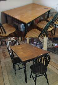 Kitchen Table Set Refinished This Simple Set Was Dated And Banged Up Even Though The Top Is Not Soli Kitchen Table Settings Dining Table Setting Maple Tables