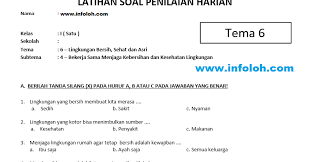Selain peserta didik, guru juga dapat memanfaatkan contoh soal ini sebagai referensi dalam menyusun soal pts/uts kelas 1 sd tema 6 subtema 1. Soal Tematik Kelas 1 Sd Tema 6 Subtema 4 Kurikulum 2013 K13 Revisi 2018 Infoloh Com