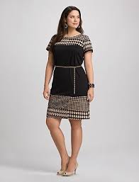 Roz Ali Plus Size Houndstooth Colorblock Dress Dressbarn Dresses Plussize Fashion Vestidos Especiais Vestidos Estilosos Vestidos