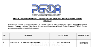 Government implementing agency | engineer. Jawatan Kosong Terkini Lembaga Kemajuan Wilayah Pulau Pinang Perda Pegawai Latihan Vokasional Kerja Kosong Kerajaan Swasta