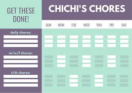 Mint And Violet Color Blocks Teenager Chore Chart