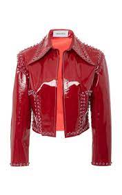 16arlington Studded Patent Leather Jacket Crop Jacket Red Jacket Leather Clothes Design