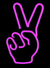 Peace Sign Freestanding Neon Free Shipping Art Sign Light Sculpture Sign Art Peace Sign Hand Sign Lighting