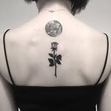 Black Rose And Full Moon Tattoo On The Upper Back Rose Tattoos On Wrist Rose Tattoo Designs Full Moon Tattoo