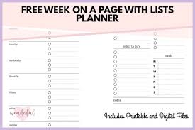 Free Printable Digital Week On A Page With Lists Wendaful Planning