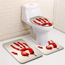 5 out of 5 stars. Creative Bathroom Carpet Toilet Seat Cover Bloody Handprint Bathroom Toilet Three Piece Floor Mat Door Mat Bathroom Carpet Buy At A Low Prices On Joom E Commerce Platform