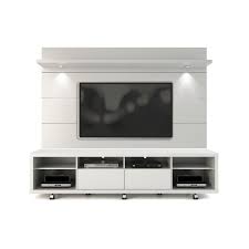 Cabrini Tv Stand And Floating Wall Tv Panel With Led Lights 2 2 In White Gloss Tv Stand And Panel Tv Panel Wood Entertainment Center